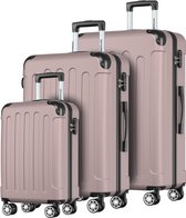 TRVLMORE Kofferset - 3 Delig - 38L Handbagage + 70L en 110L Ruimbagage - Lichtgewicht - Trolley - Reiskoffer Set - Roségoud