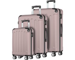 TRVLMORE Kofferset - 3 Delig - 38L Handbagage + 70L en 110L Ruimbagage - Lichtgewicht - Trolley - Reiskoffer Set - Roségoud