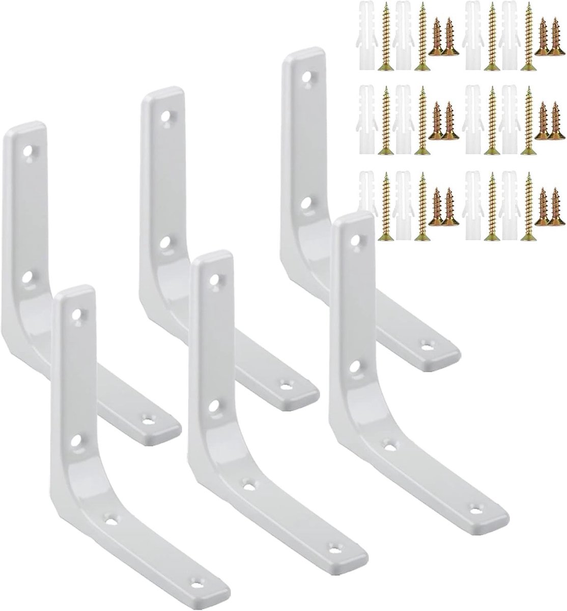Witte metalen hoekplank voor wanddecoratie, L-vormige muurplank, ideaal voor industriële keukens en meubels, 100 x 100 mm