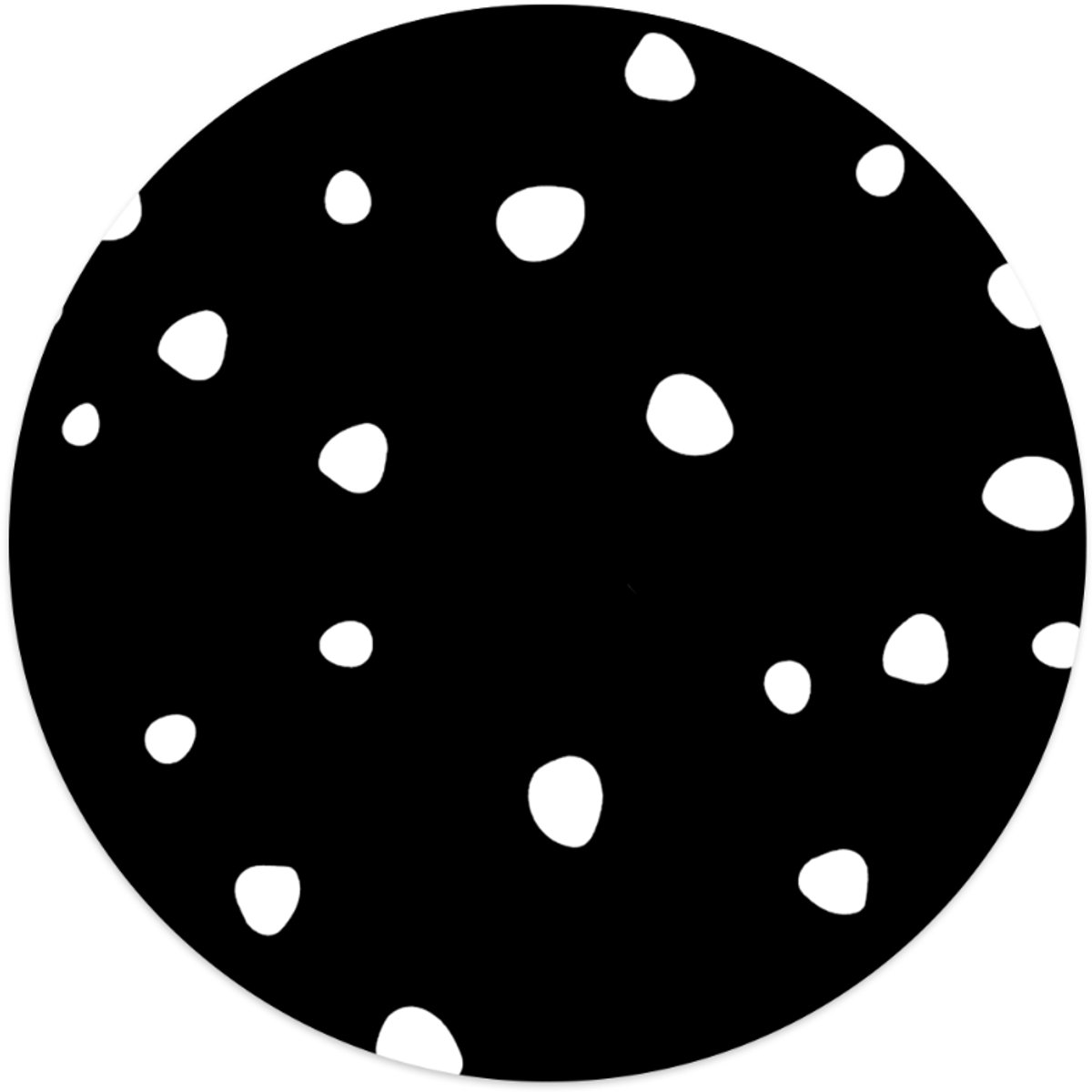 Label2X - Muurcirkel kids dots zwart - Ø 25 cm - Dibond - Multicolor - Wandcirkel - Rond Schilderij - Muurdecoratie Cirkel - Wandecoratie rond - Decoratie voor woonkamer of slaapkamer