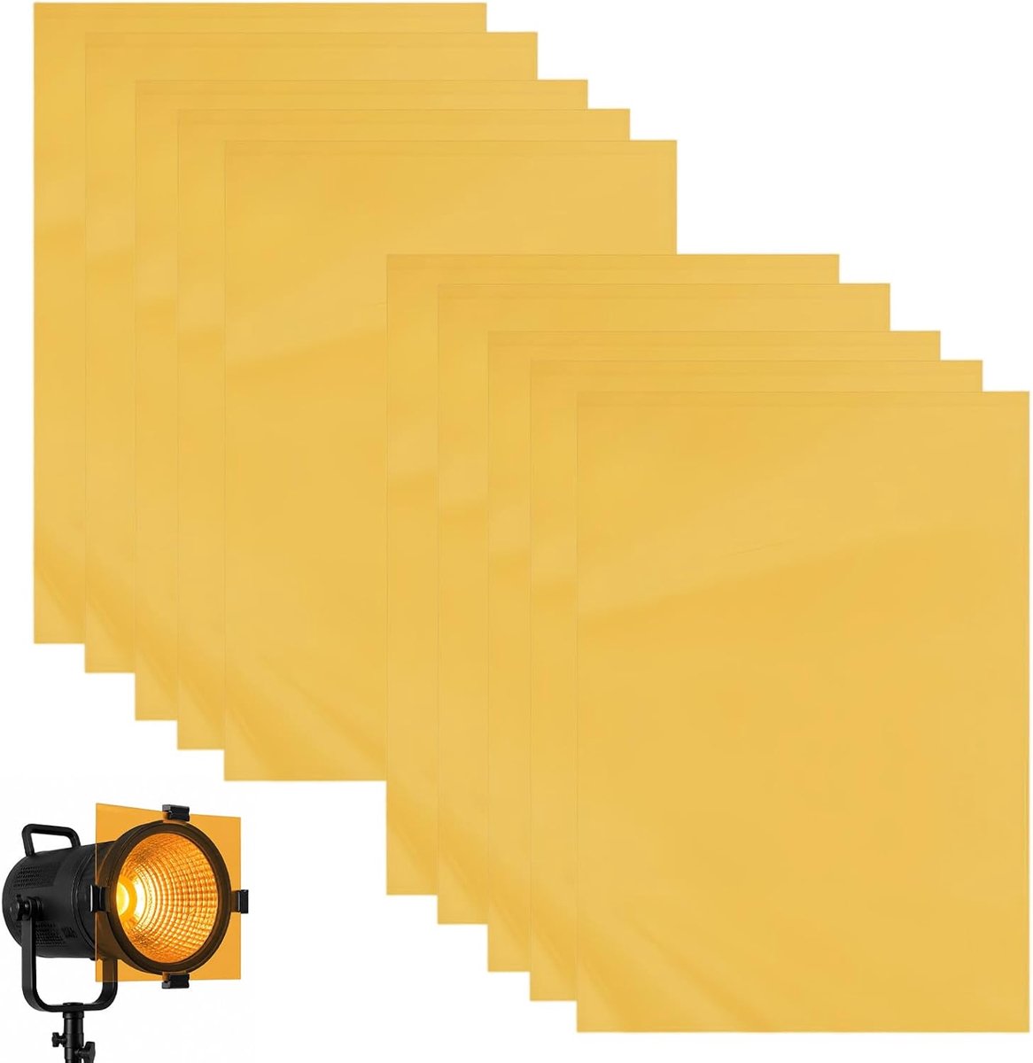 10 stuks oranje lichtfilter folie 30 x 21 cm, hittebestendige PVC kleurfolie 0,3 mm voor fotografie, lampen, video, DIY decoratie en blauwlichtreductie
