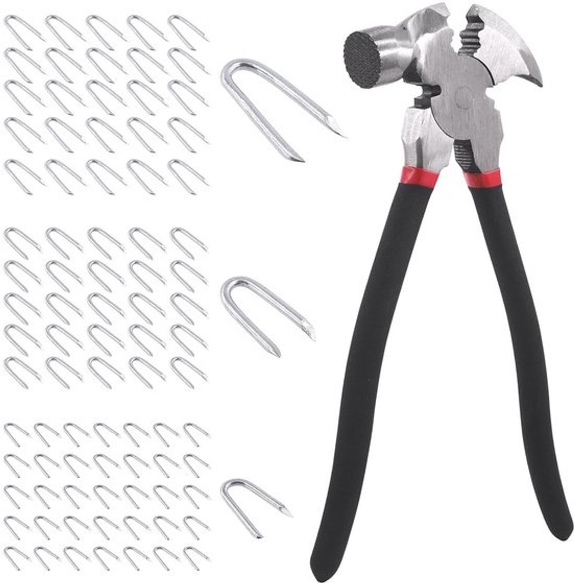 151-delige 13 Inch Schermtang met Hamerkop en Diverse Maten Staaldraad Nietjes Set
