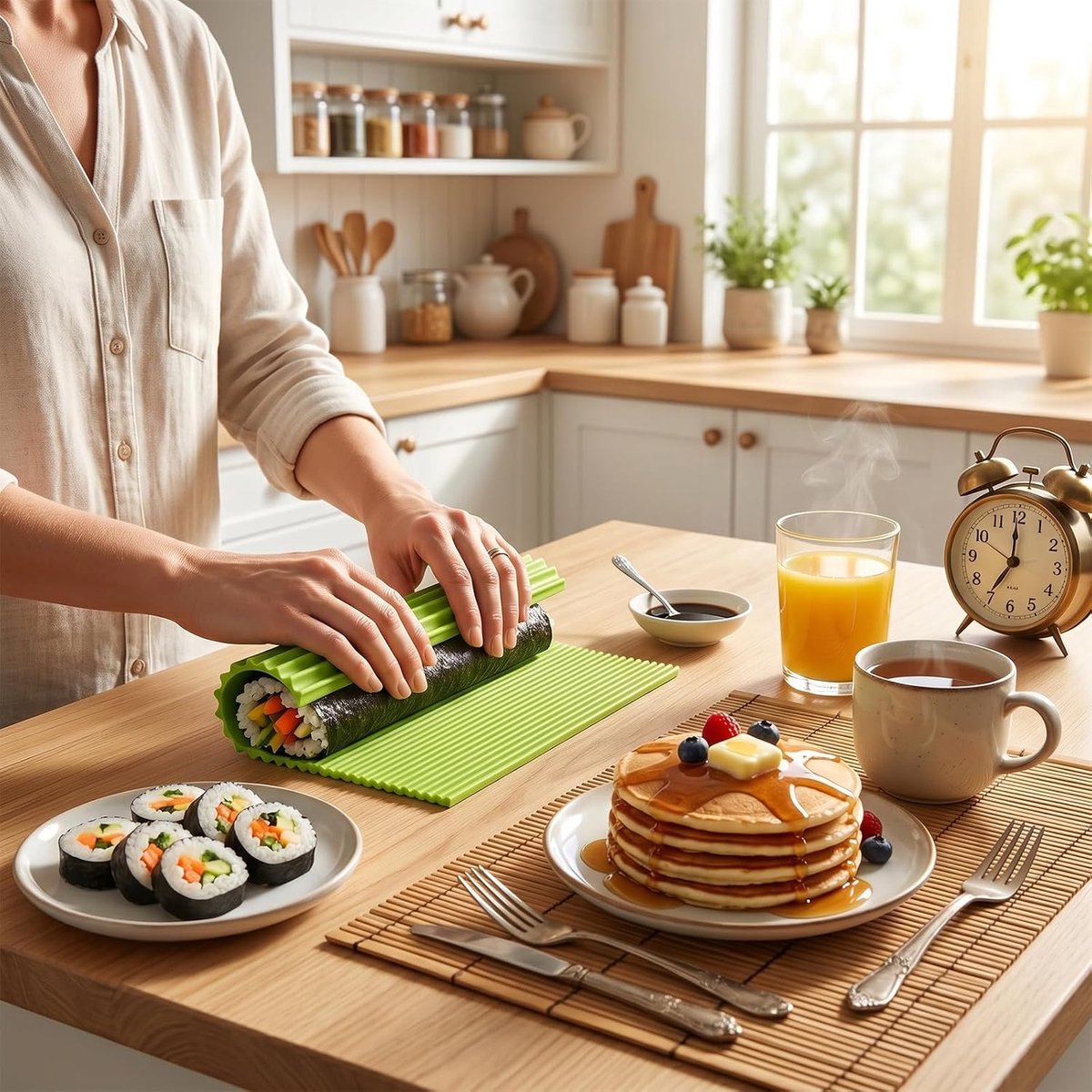 20 x 22 cm, groen | Siliconen rolmat voor beginners, professionals, koken, feesten, sushi en Japans eten — cadeau in Cadeau-ideeën - foto 4
