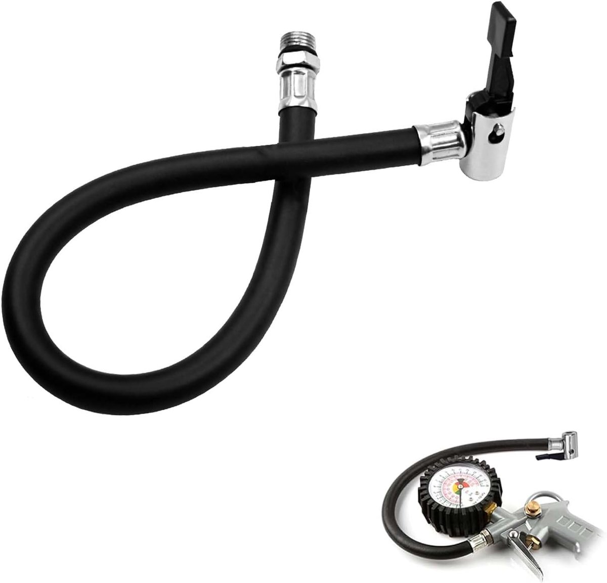 38 cm universele verlengslang met schroefdraad 12,5 mm ventieladapter voor luchtcompressor bandenpomp geschikt voor fiets auto motor flexibel en duurzaam ontwerp