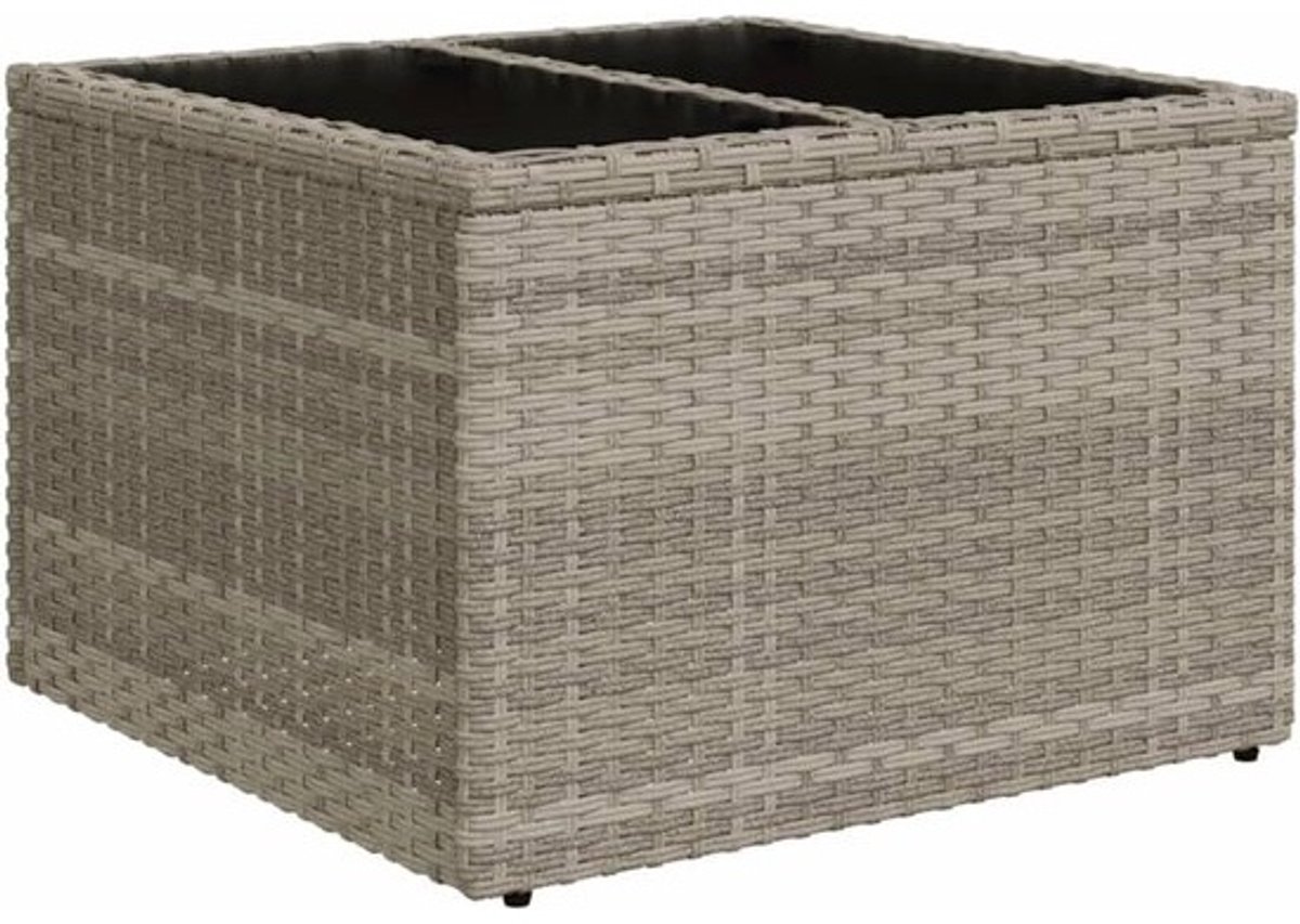 Tuin bijzettafel - Koffietafel buiten - Buiten ontspannen - Poly rattan en glas - 55 x 55 x 37 cm