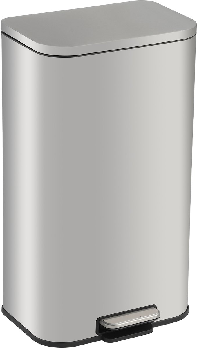 Triumpunpre - Rvs Voetemmer Met Zacht Sluitend Deksel - 90° Vastzetfunctie, Afneembare Binnenemmer - Vingerafdrukbestendig - 30L 35 x 28,1 x 61 cm