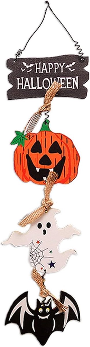 Pompoen hangbord, Halloween hangend deurbord wanddecoratie, pompoen wanddecoratie, Happy Halloween huisdeur welkomstbord, 29 cm, 1 stuk