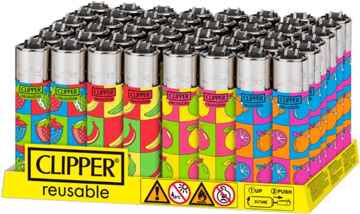 Clipper Aansteker - 48 stuks in display- Aansteker - Vuursteen -Hervulbaar - Random Art 2