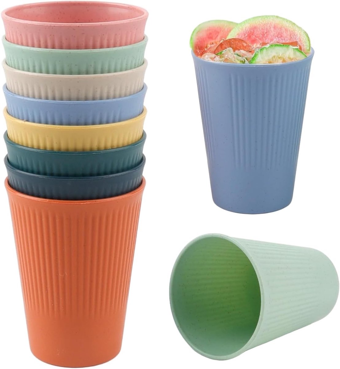 Herbruikbare koffiebekers - Kleurig - 0,32 Liter - Duurzaam PP Materiaal - Set van 8 Stuks voor Feest en Camping