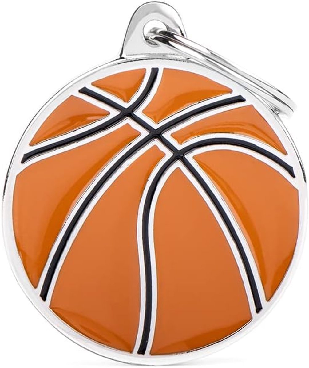 Hond Medaille Gemaakt In Italië, Grote Basketbalcirkel, Hondenplaat, Emaille Metaal, Charms Collectie