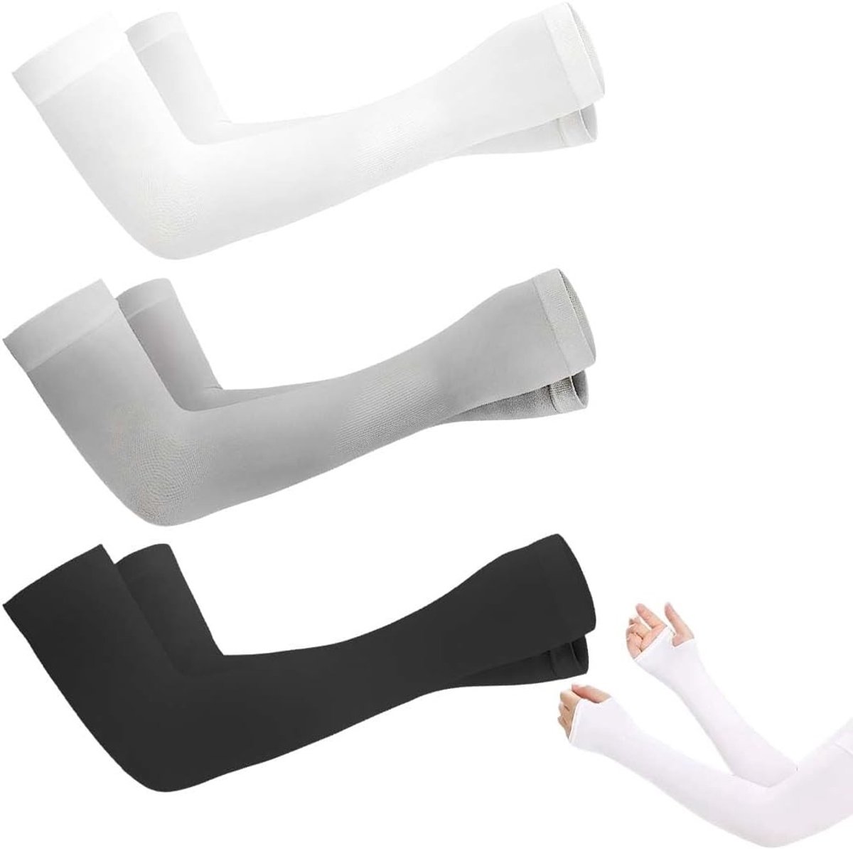 3 Paar Mouwen voor Mannen en Vrouwen, Zonnebescherming, Koelende IJszijde, Perfect voor Fietsen, Autorijden en Buitensporten