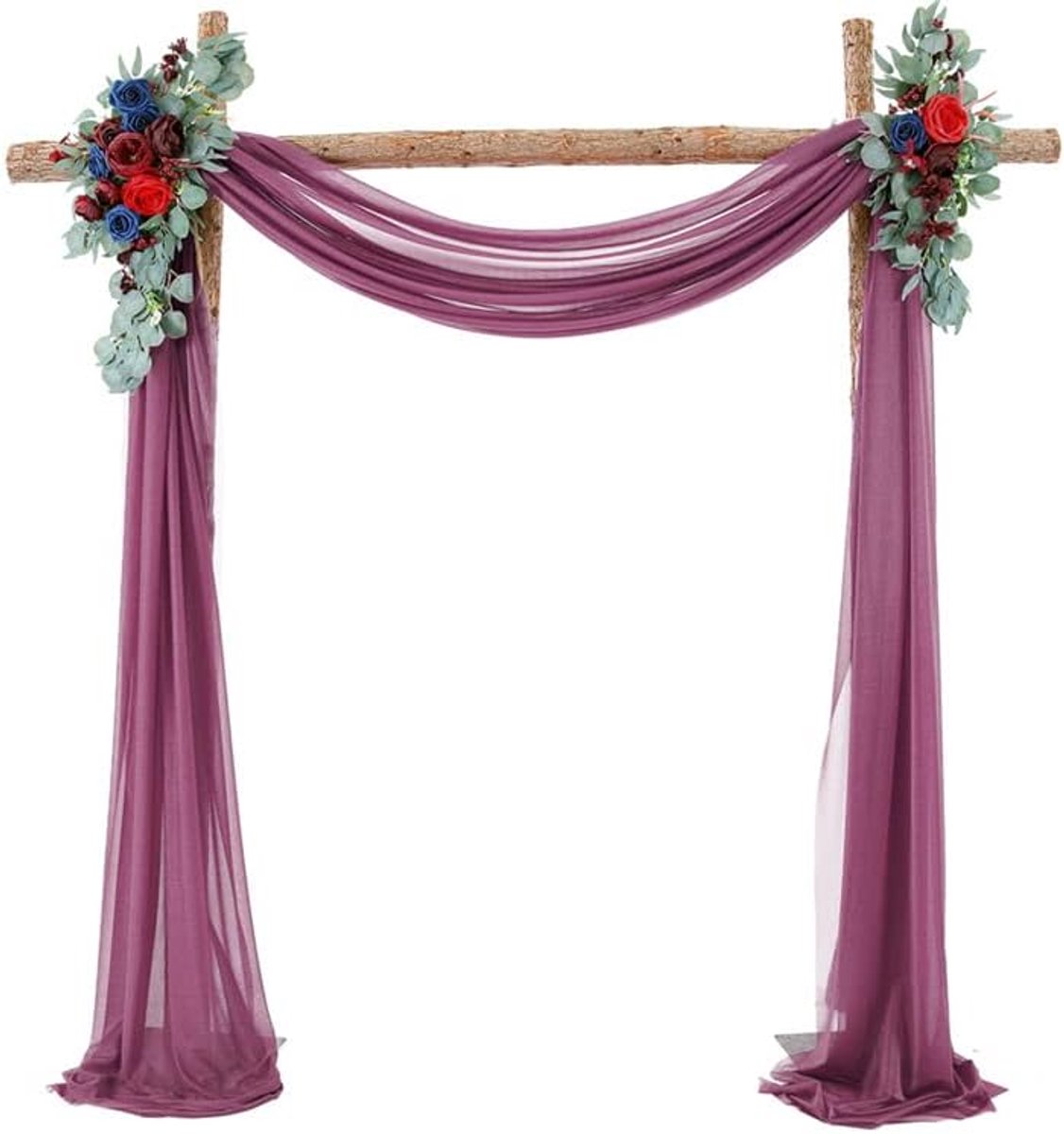 Vrijhanddecoratie, transparante voile, bruiloftsboog, decoratie, decoratieve sjaals, tule, chiffon, fotoachtergrond, gordijngordijn voor fotografie, feest, verjaardag, doop, 75 x 600 cm