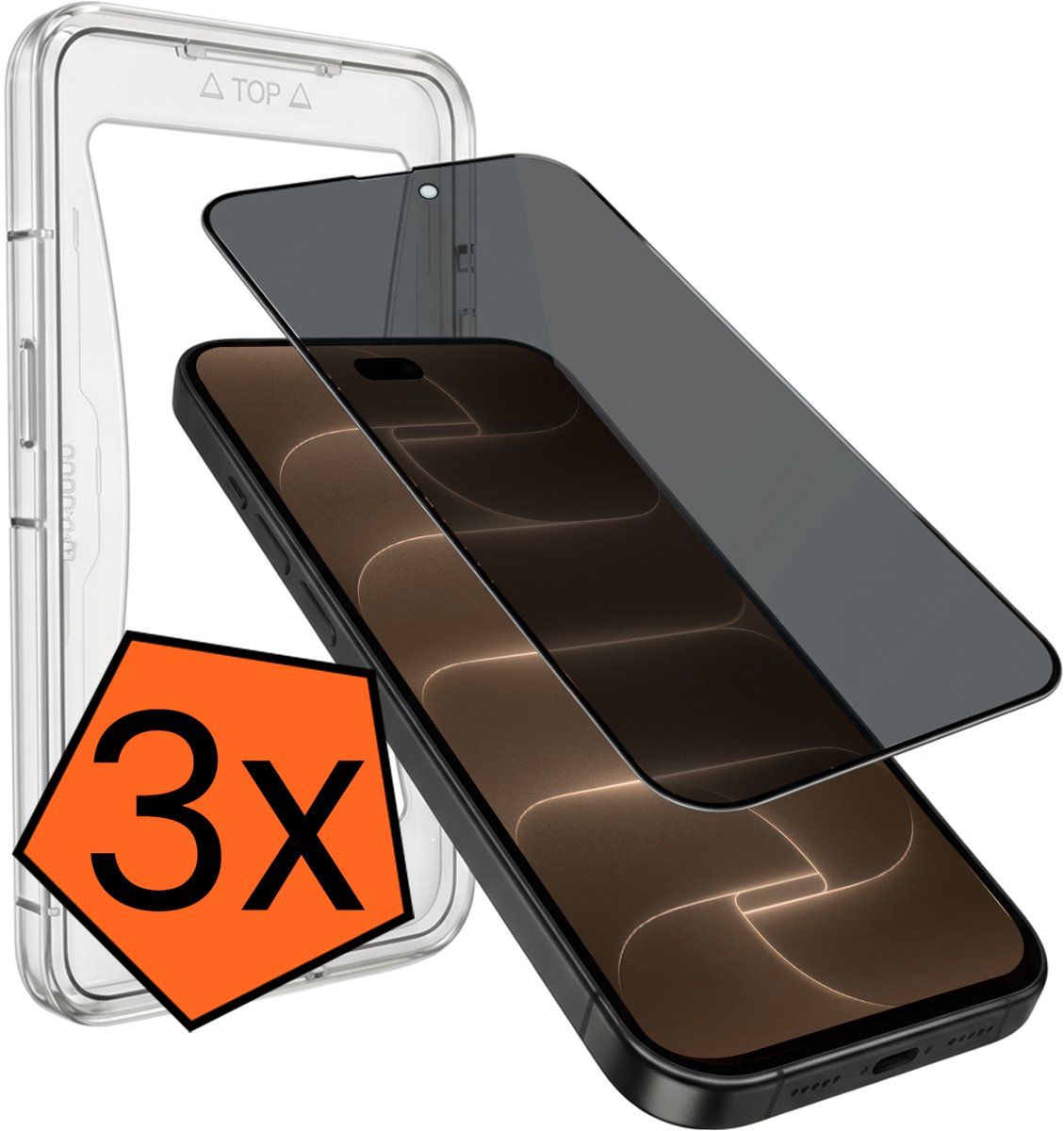 Screenprotector - 3 Stuks - Geschikt voor Apple iPhone 18 Pro - Met Installatie Kit - Privacy Filter - Flexibel Glas - Beschermglas - Tempered Glass - Screen Protector