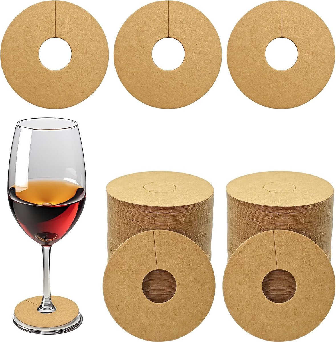 Papieren Wijn Glas Labels - Set van 100 voor Wijn, Cocktails en Drankjes - Ideaal voor Feestjes en Evenementen