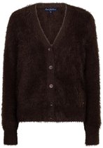 Red Button Vest Cardigan Fuzzy Srb5115 Espresso Dames Maat - M
