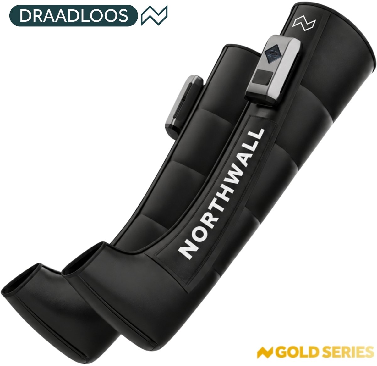 Northwall Gold Series - Beenmassage en Voetmassage Apparaat - Recovery Boots met Luchtcompressie - Draadloos Lymfedrainage Apparaat - Professioneel Massage Apparaat voor Spierherstel, Bloedcirculatie & Vermoeide Benen - Compressie Boots