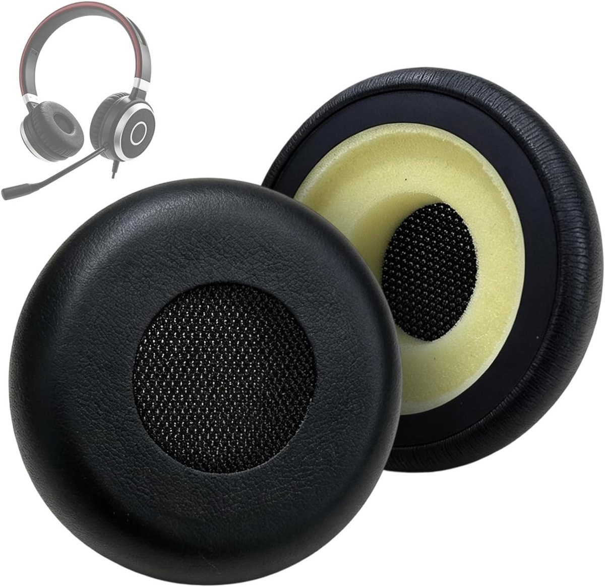 Vervangende oorkussens voor draadloze supra-hoofdtelefoons, zachte eiwitlederen oorkussens, compatibel met Evolve 20, 30 en 40, zwart en comfortabel