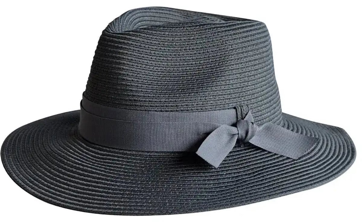 Sienna Fedora – Zonnehoed Dames UV Werend Zomerhoed - Maat: M-L: 58 cm - Black/Charcoal
