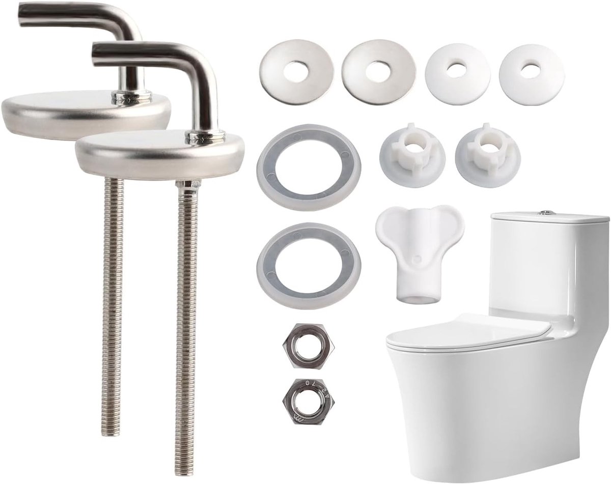 Vervangingsscharnieren voor toiletbril - RVS montagekit voor wandbevestiging, universele fitting, 2 stuks, geschikt voor WC-deksel en toiletzitting