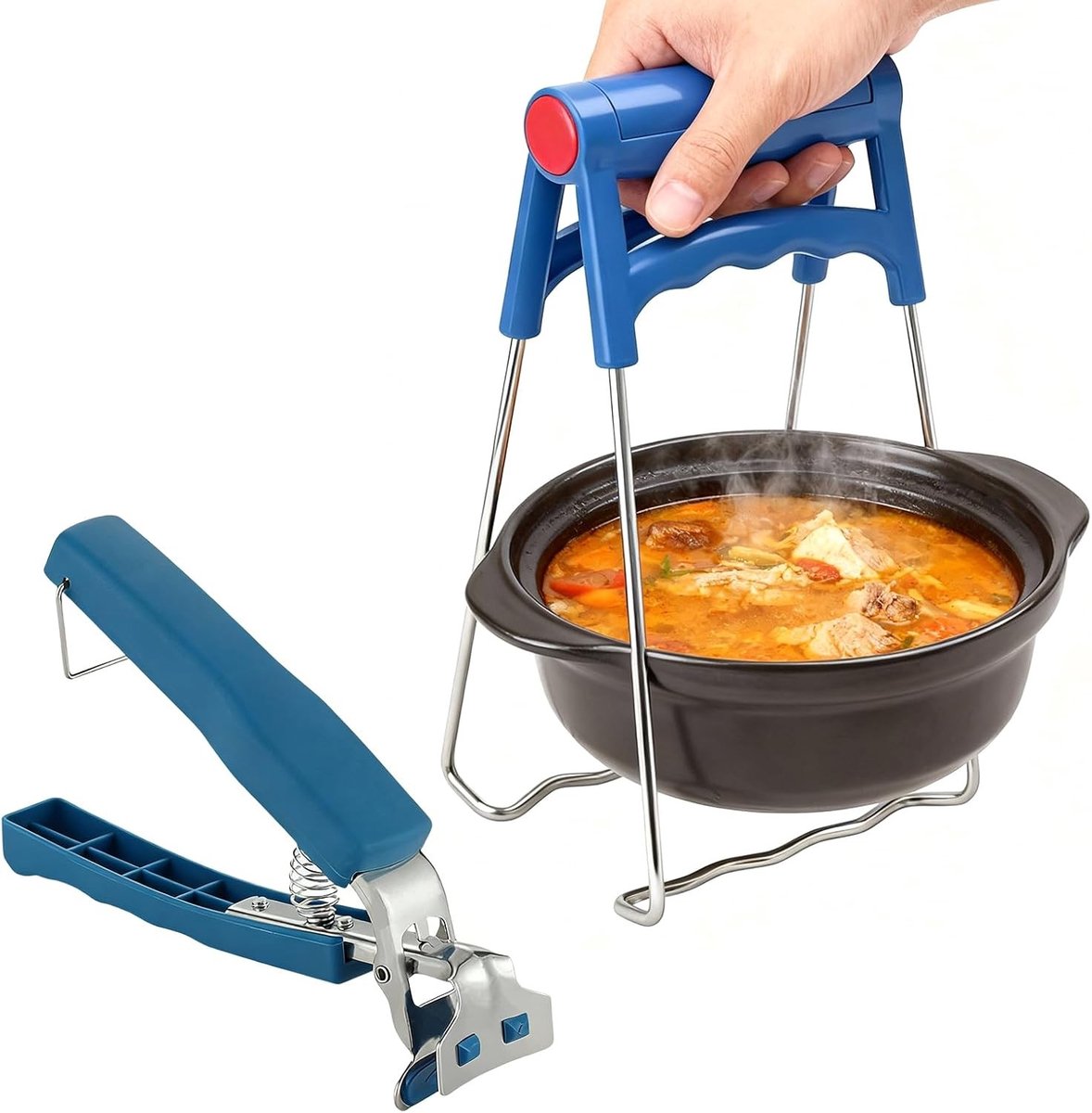 2 Stuks RVS Tangen voor Keuken, Antislip Handvat voor Makkelijk Grijpen van Pannen en Schalen, Ideaal voor Koken en Serveren