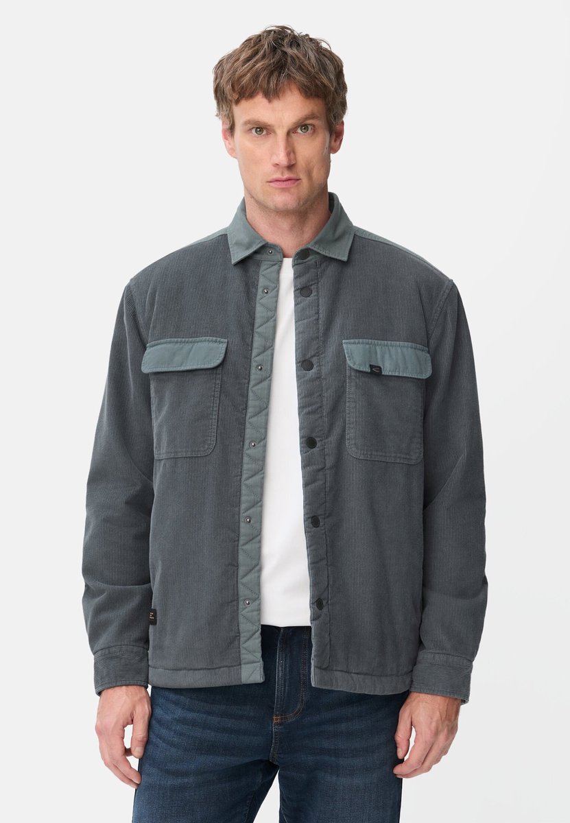 camel active Cord overshirt met teddyfleece - Maat menswear-M - Inktblauw