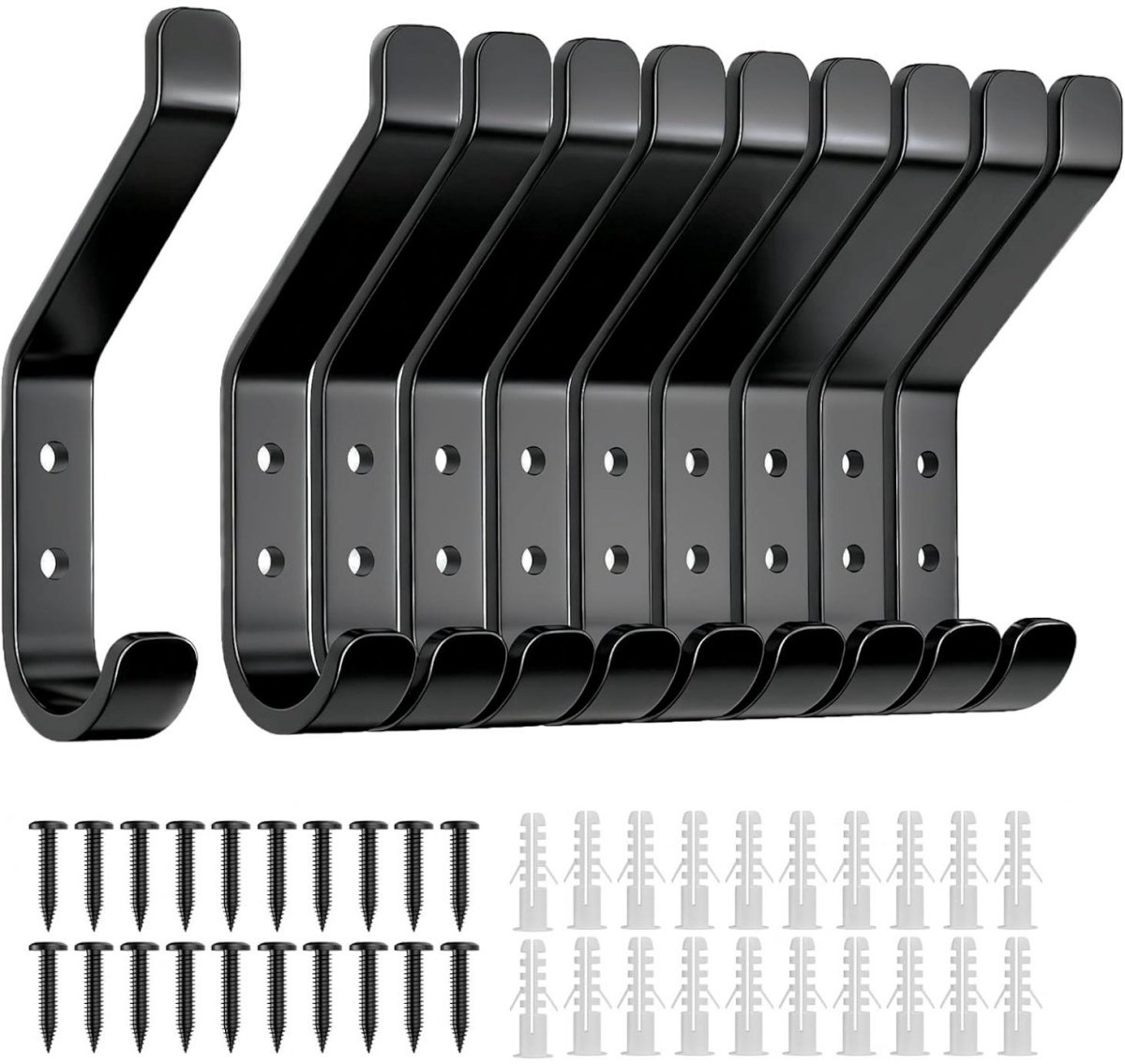 SSTRWGOOD 10 Stuks Kledinghaken - Wandhaken voor Garderobe - 9,5x1,3cm - Waterdicht en Corrosiebestendig - Geschikt voor Badkamer, Slaapkamer en Hal - RVS - Hoge Draagkracht