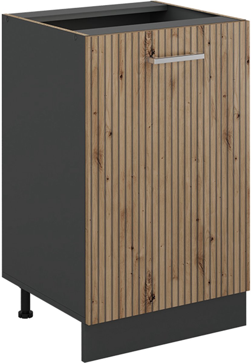 Vicco Keukenonderkast R-Line, Artisanaal eiken/Antraciet, 50 cm zonder werkblad