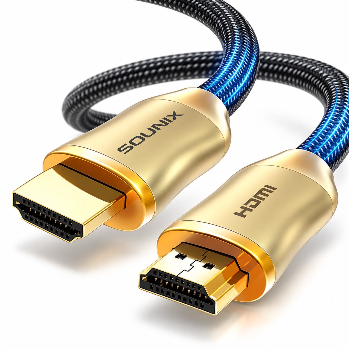 Bol.com Sounix HDMI Kabel 2.1 - 8K@60Hz - 2 meter Gold Plated - Ethernet - HDMI naar HDMI - Zwart aanbieding