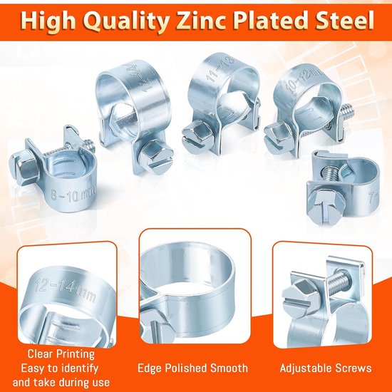 Slangenklemmen set 30 stuks - 7-14mm mini klemmen - verstelbaar en roestvrij - voor stevige verbindingen - ShopVlot — afbeelding 2
