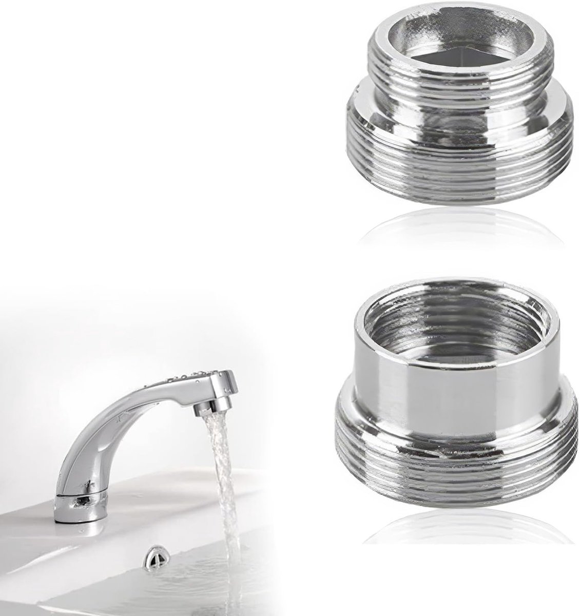 2-delige Kraanadapters voor 16mm en 22mm, Geschikt voor Keuken en Badkamer, Slangadapter en Luchtzuiveraar Accessoire