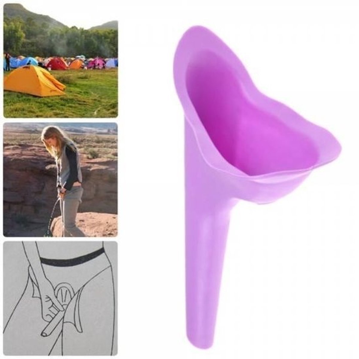 Herbruikbare Plastuit voor Vrouwen – Flexibel Siliconen Urinaal – Staand Plassen – Ideaal voor Reizen, Festivals & Outdoor – Roze