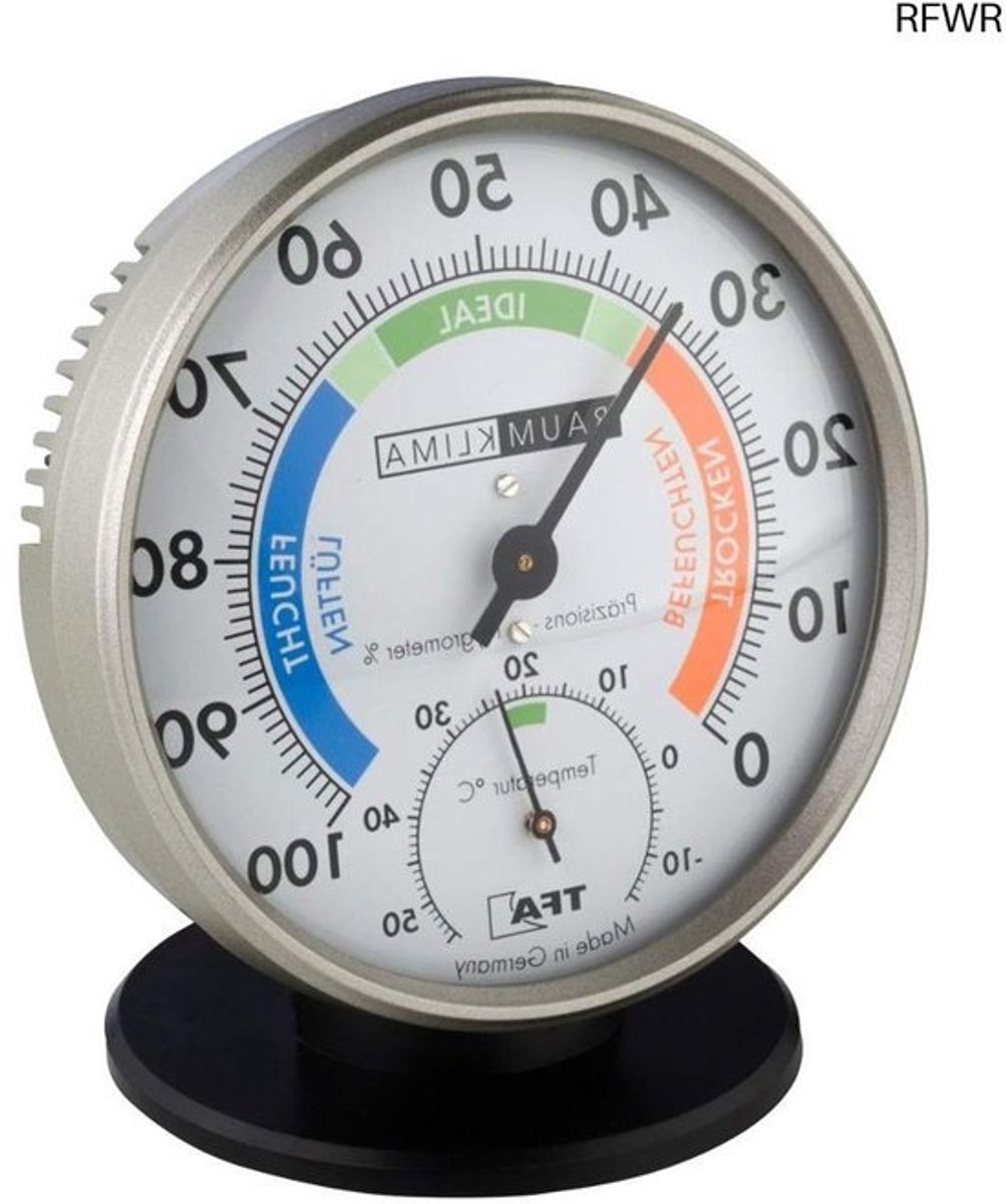 RFWR® Precisie Thermo-Hygrometer voor Binnenklimaatbeheersing - Analoog Met Comfortzones