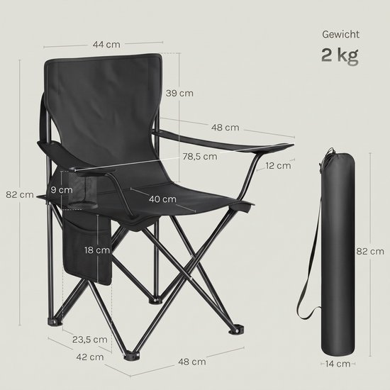 Yar Simplechair - Campingstoel - Inklapbaar Visstoel - Vouwstoel - Comfortabel - Opvouwbaar Stoel - Max. 120 KG - Zwart — afbeelding 5