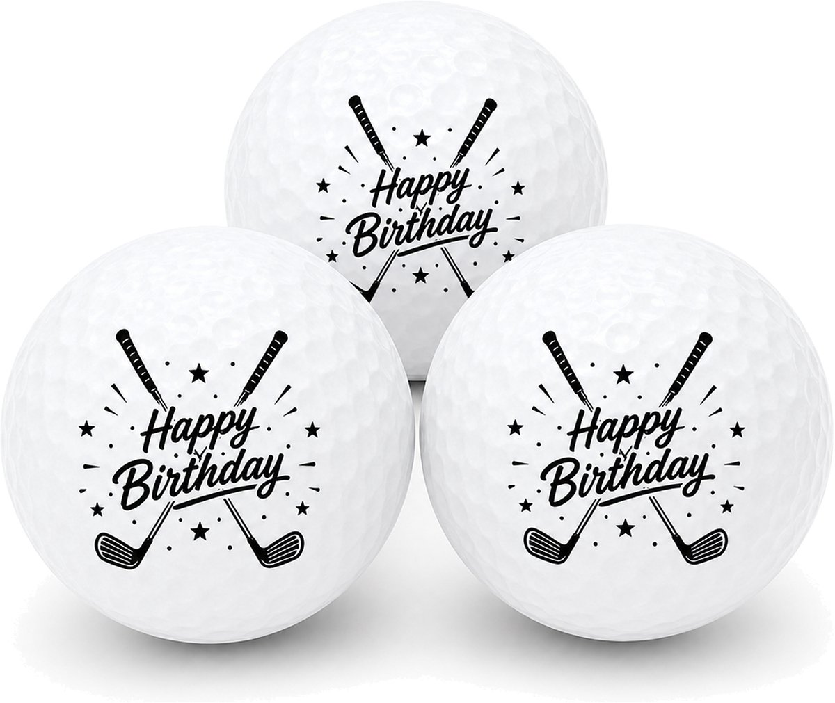 Golfballen Happy Birthday - Verjaardag Golf Cadeau - 3 stuks - Wilson - Golfbal met Opdruk
