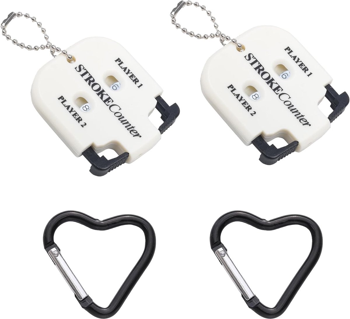 Handmatige Golf Score Teller met 2 Carabiner Haken, Ideaal voor Golf en Sportevenementen, Compact en Lichtgewicht, Wit