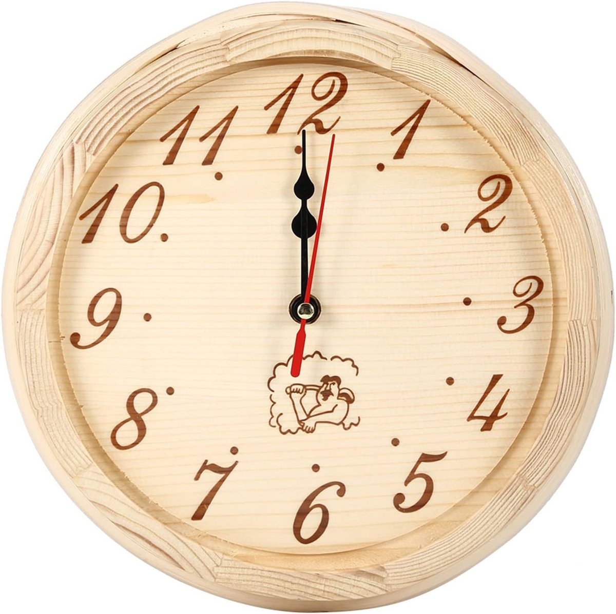 Ronde Houten Wandklok van 23 cm voor Sauna, Badkamer en Woonkamer - Decoratieve Klok voor Thuisgebruik