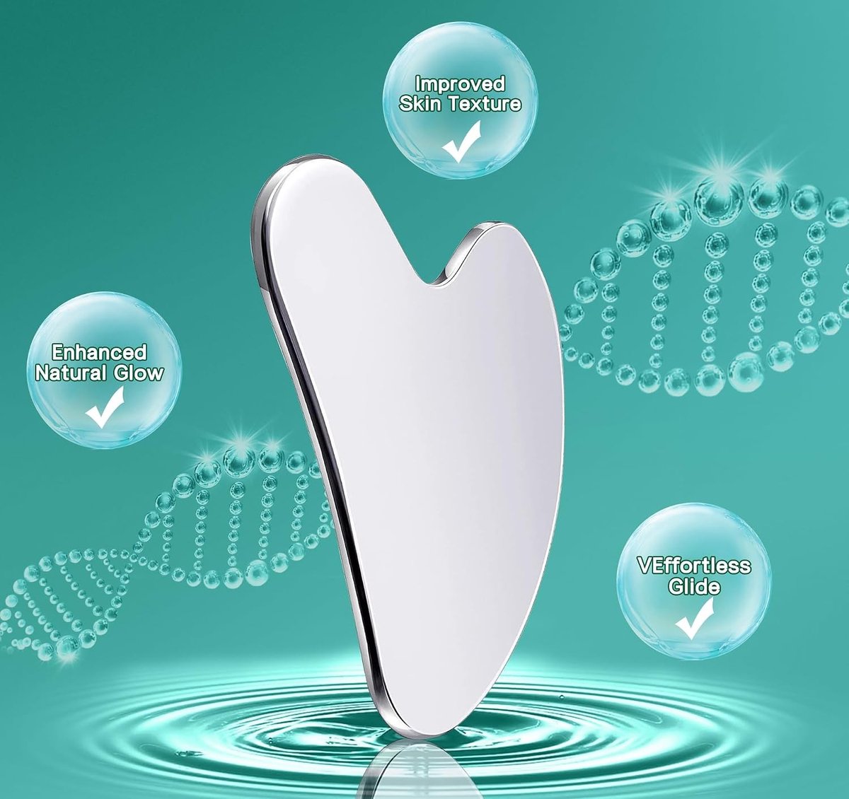 Stainless Steel Gua Sha Gezichtstool voor Lymfedrainage, Spierontspanning en Huidverzorging van Gezicht, Kin en Kaaklijn