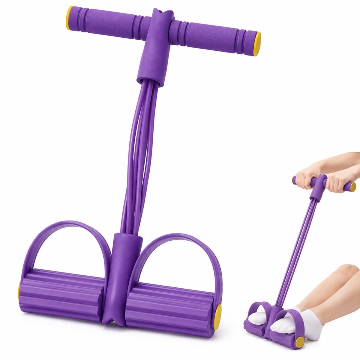 Pedaalweerstandsband met handgrepen - TPE-materiaal - buiktrainer voor full-body-training - ShopVlot