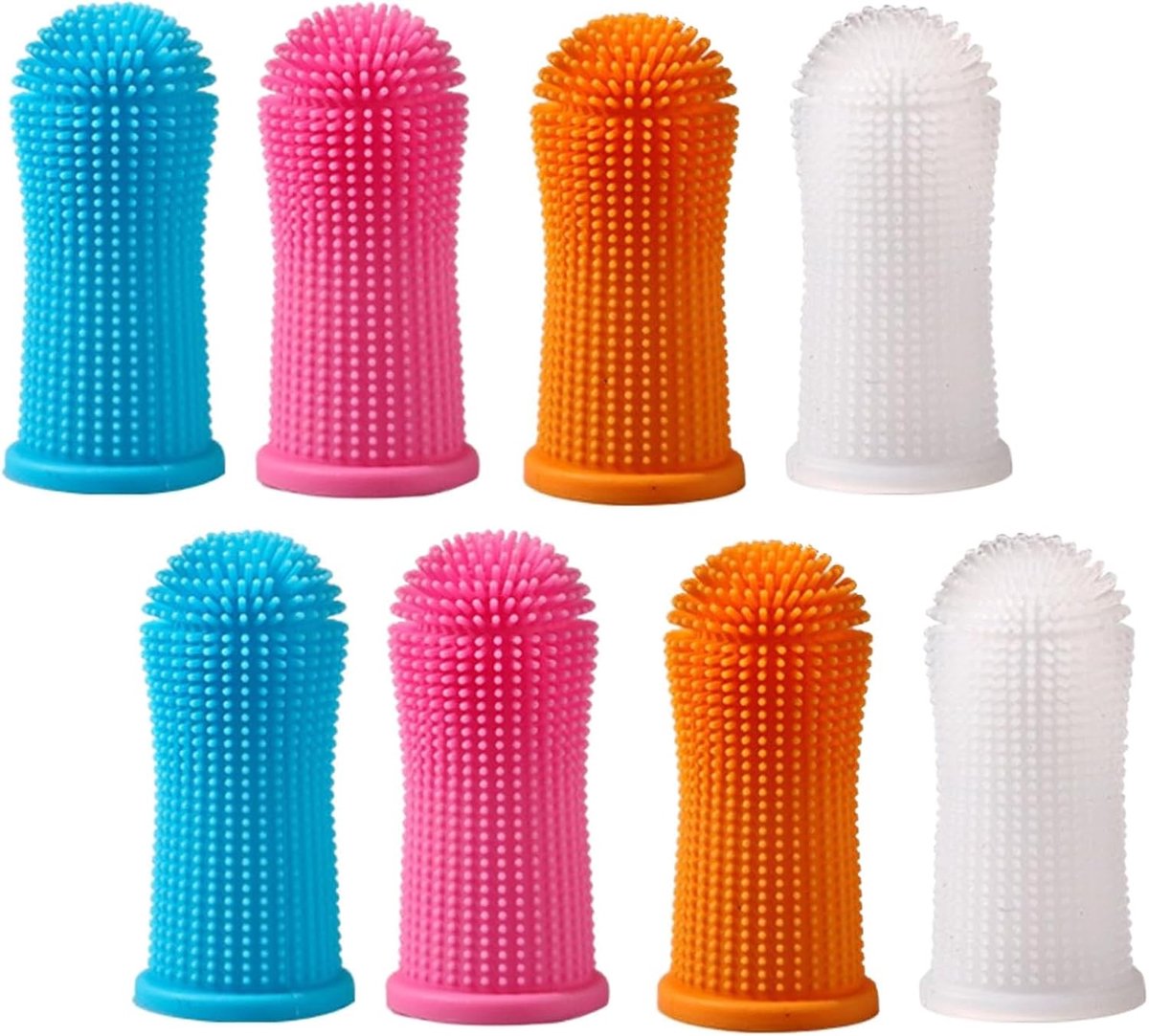 Set van 8 Tandenborstels voor Honden en Katten, Voedselveilige Siliconen, Verkrijgbaar in 4 Kleuren voor Optimale Mondhygiëne
