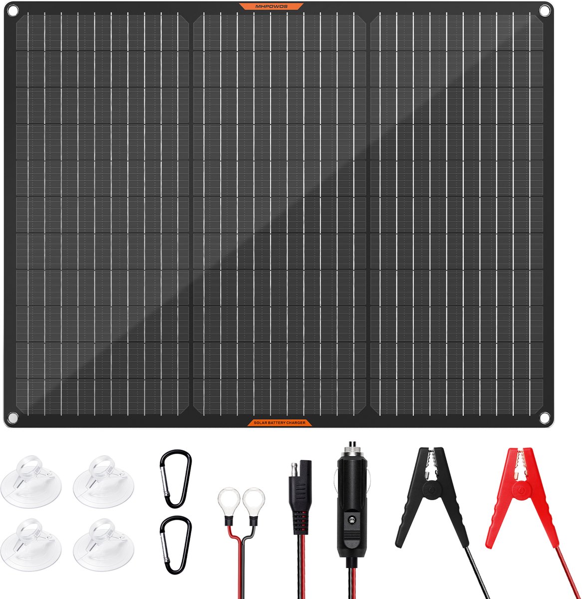 50W Monocrystalline Solar Panel, IP67 Waterproof 18V Solar Charger with SAE Output for RV, Boat, Camping & Off-Grid Power Supply