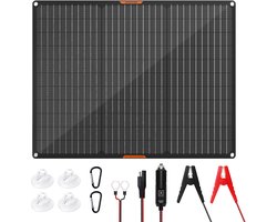 50W Monocrystalline Solar Panel, IP67 Waterproof 18V Solar Charger with SAE Output for RV, Boat, Camping & Off-Grid Power Supply