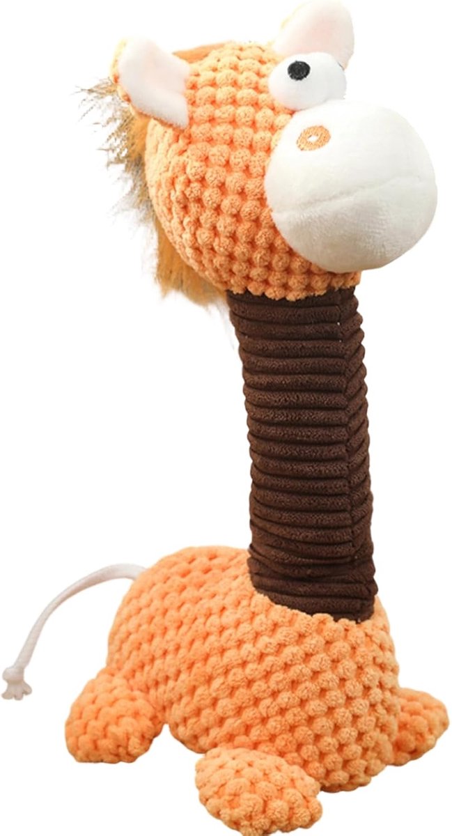 Piepend pluche hondenspeelgoed voor kleine honden, schattig dier puppy's bijtspeelgoed tegen verveling, interactief huisdierspeelgoed voor binnen en buiten (oranje paard)