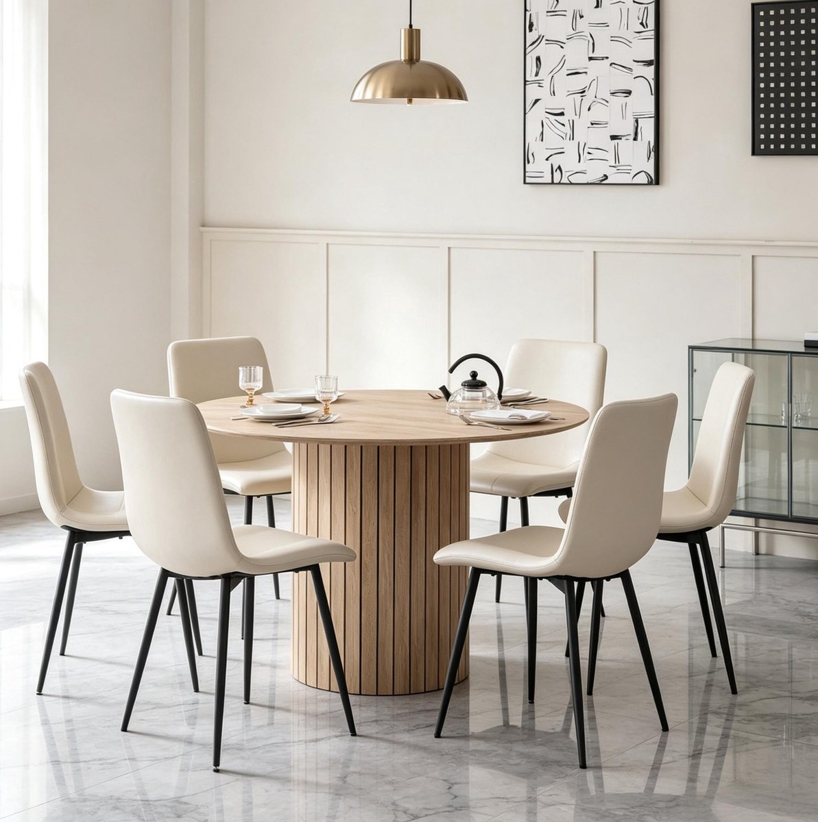 STILVORA Ronde Eettafel - Moderne Houten Tafel Met Stabiele Zuilvoet Voor Eetkamer En Woonkamer - 120 Cm Diameter - Lichtbruin - 76 Cm Hoog