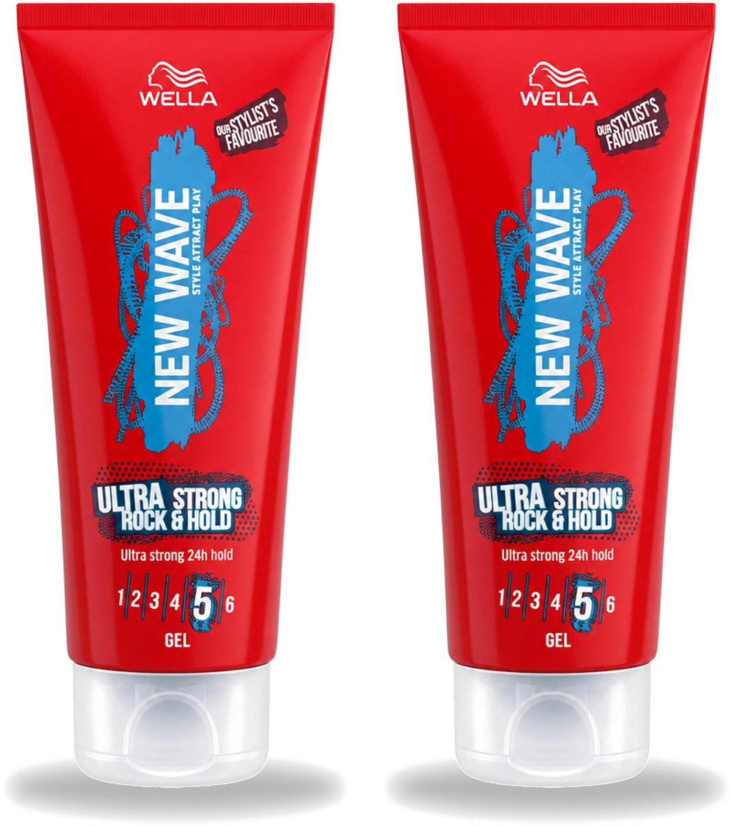 2 x Wella – New Wave Rock’n Hold Ultra Strong – Haargel – 200 ml - Voordeelverpakking - 2 stuks