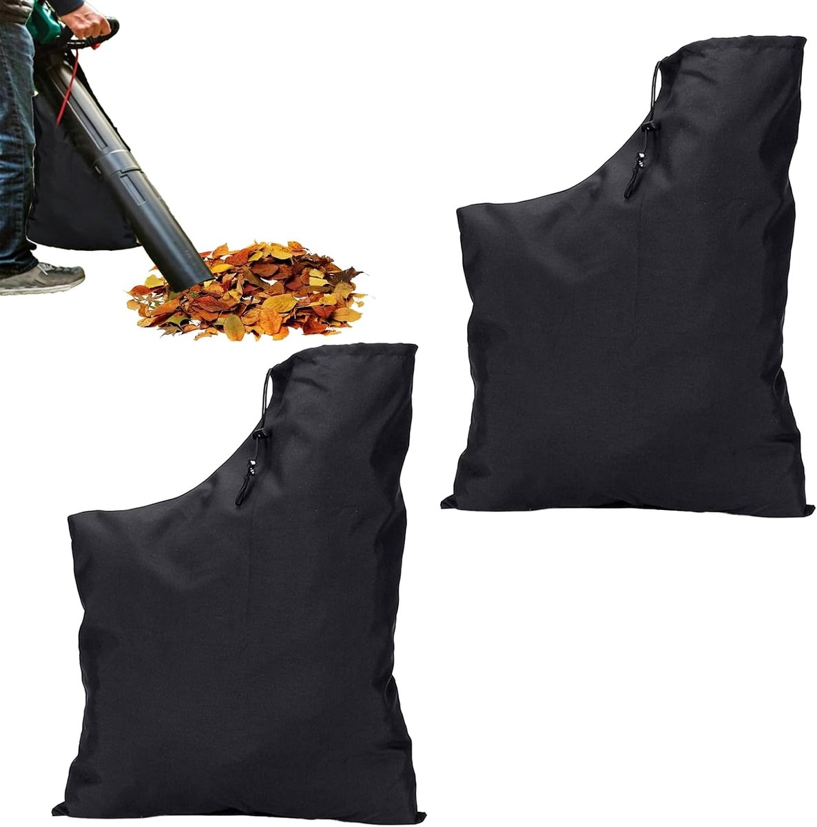 2 stuks stofzuigerzakken, universele opvangzak, bladzuigzak, universeel, verstelbaar, verzameltas met trekkoord, voor bladeren, tuin, gazon, terras, binnenplaats, 2 stuks