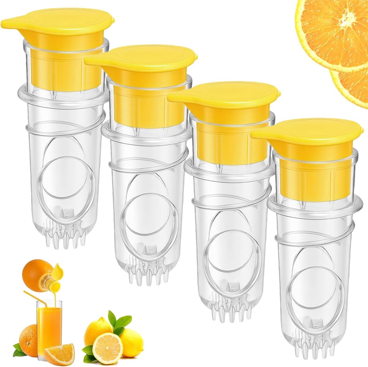 4 stuks citroenpers, handmatige citruspers met schroefsluiting