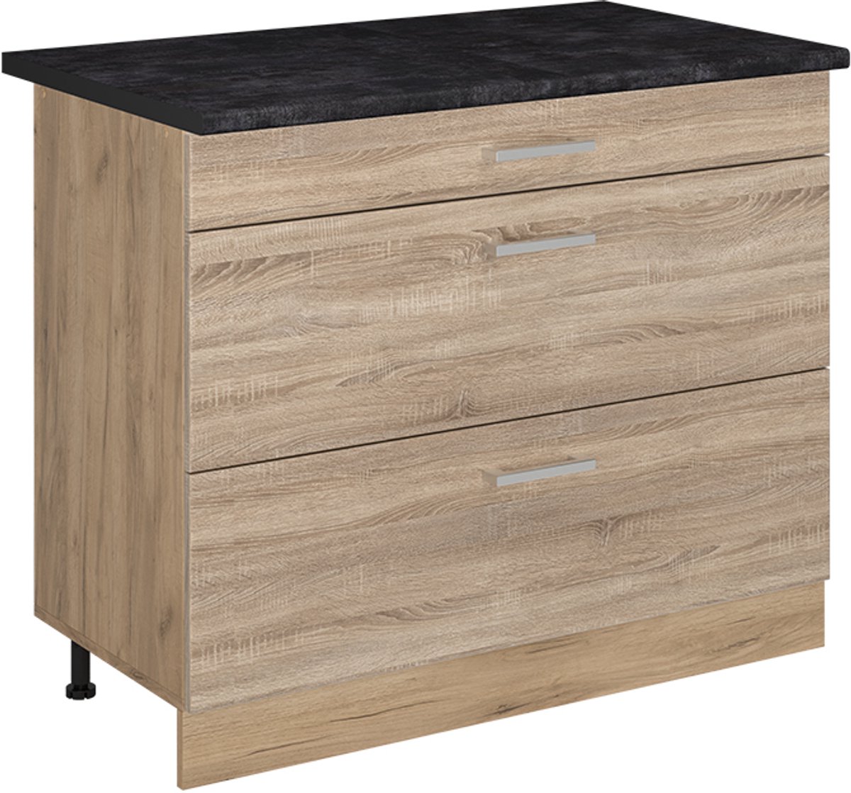 Vicco Keukenonderkast R-Line, Sonoma/Goudkleurig Eiken, 100 cm antraciet werkblad