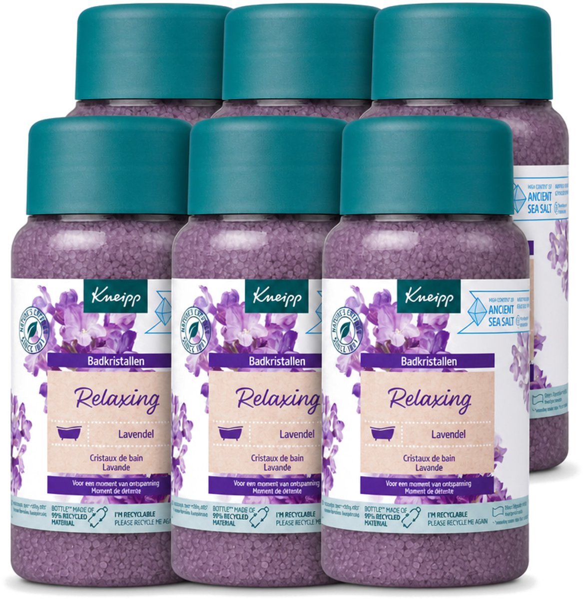 6 x Kneipp - Badzout - Badkristallen - Lavendel - 600 g - Voordeelverpakking - 6 stuks