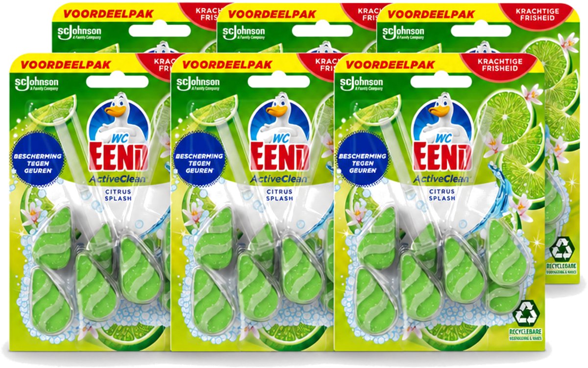 6 x WC Eend - Active Clean Citrus - Toiletblok Duopack - Krachtige Citrusgeur - 2 Toiletblokken - Voordeelverpakking - 6 stuks
