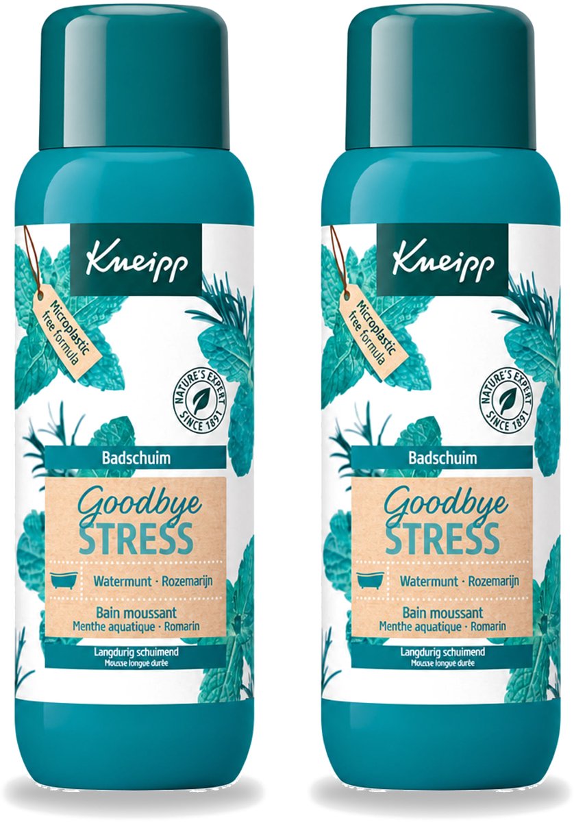2 x Kneipp - Badschuim - Goodbye Stress - Watermunt & Rozemarijn - 400 ml - Voordeelverpakking - 2 stuks